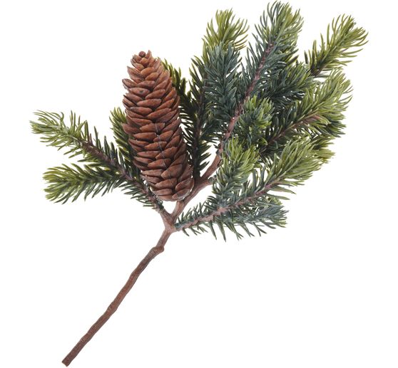 Tannen Zweig mit einem Zapfen, L 24 cm