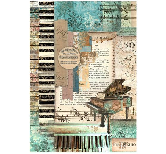 Motiv-Strohseide "Music - Piano"