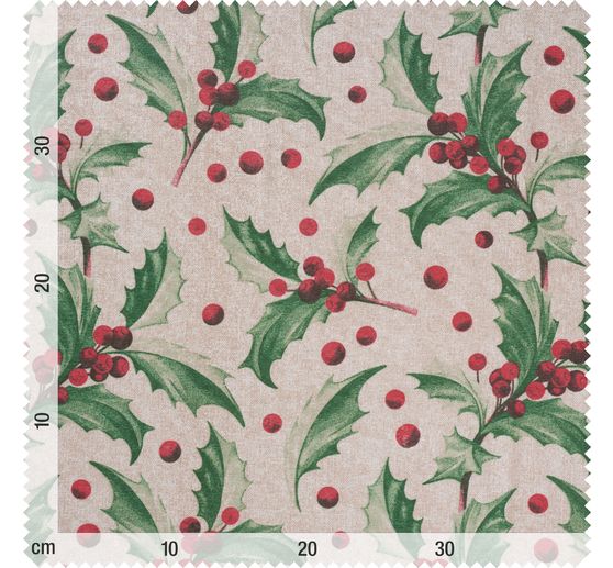 Motiv-Stoff Leinenoptik "Ilex"