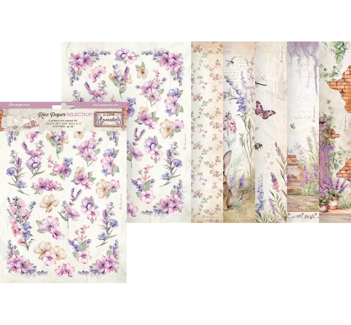 Motiv-Strohseiden Sortiment "Lavender"