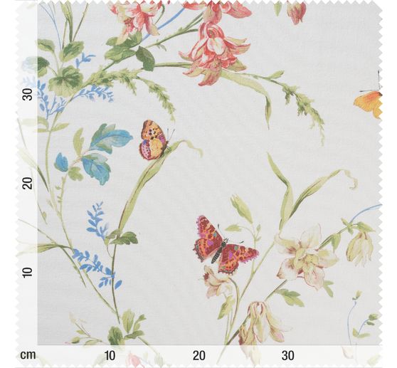 Baumwoll-Stoff "Blumenwiese mit Schmetterlingen"
