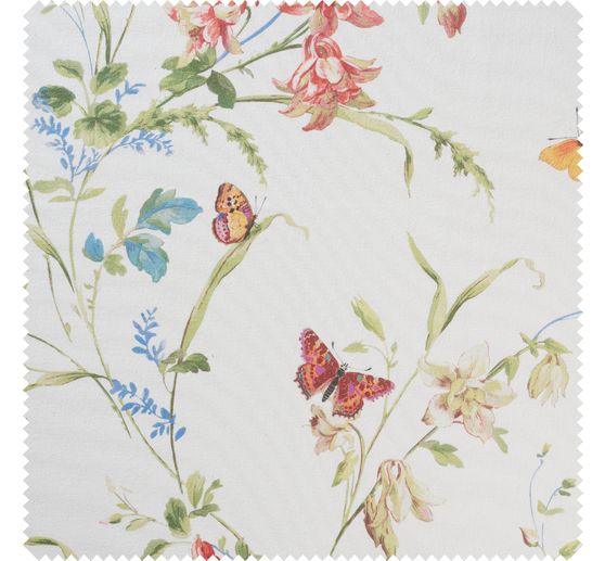 Baumwoll-Stoff "Blumenwiese mit Schmetterlingen"