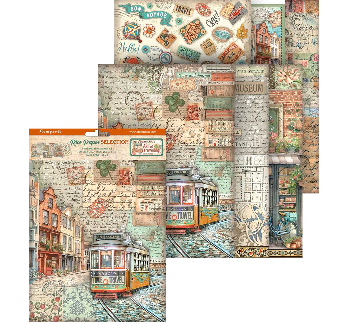 Motiv-Strohseiden Sortiment Art of Traveling