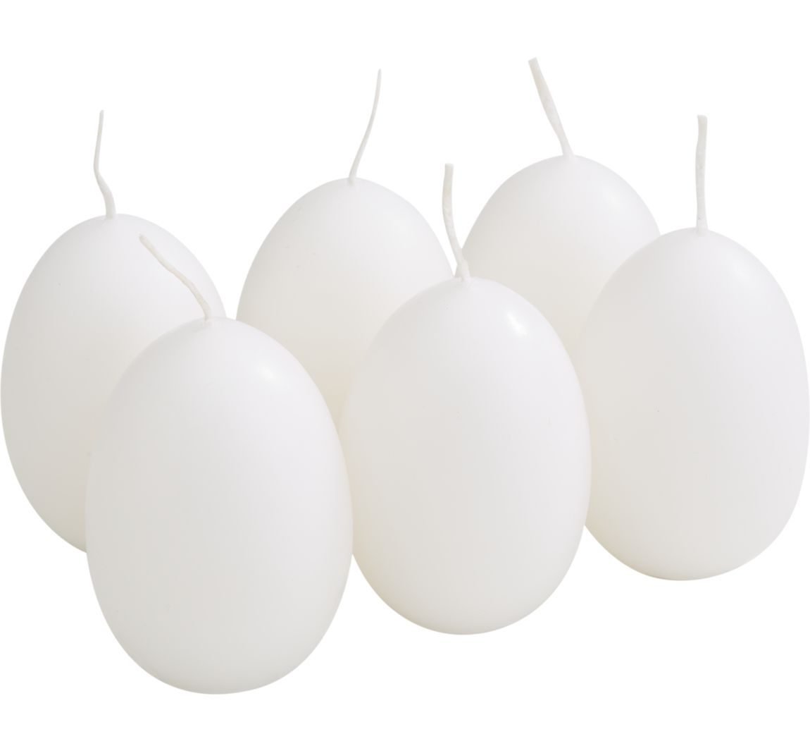 Eierkerzen, 6er-Pack im Eierkarton