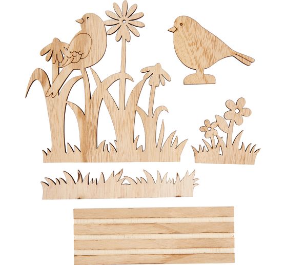 VBS Holz-Steckmotiv "Vögel in der Blumenwiese"