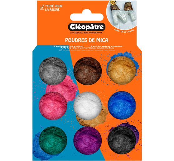 Glimmerpuder Farbset, 9 Tiegel