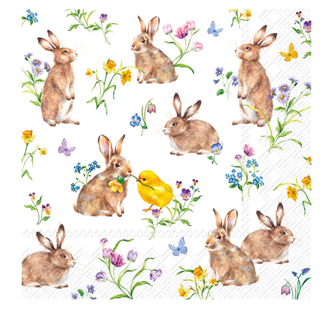Serviette "Häschen und Küken"