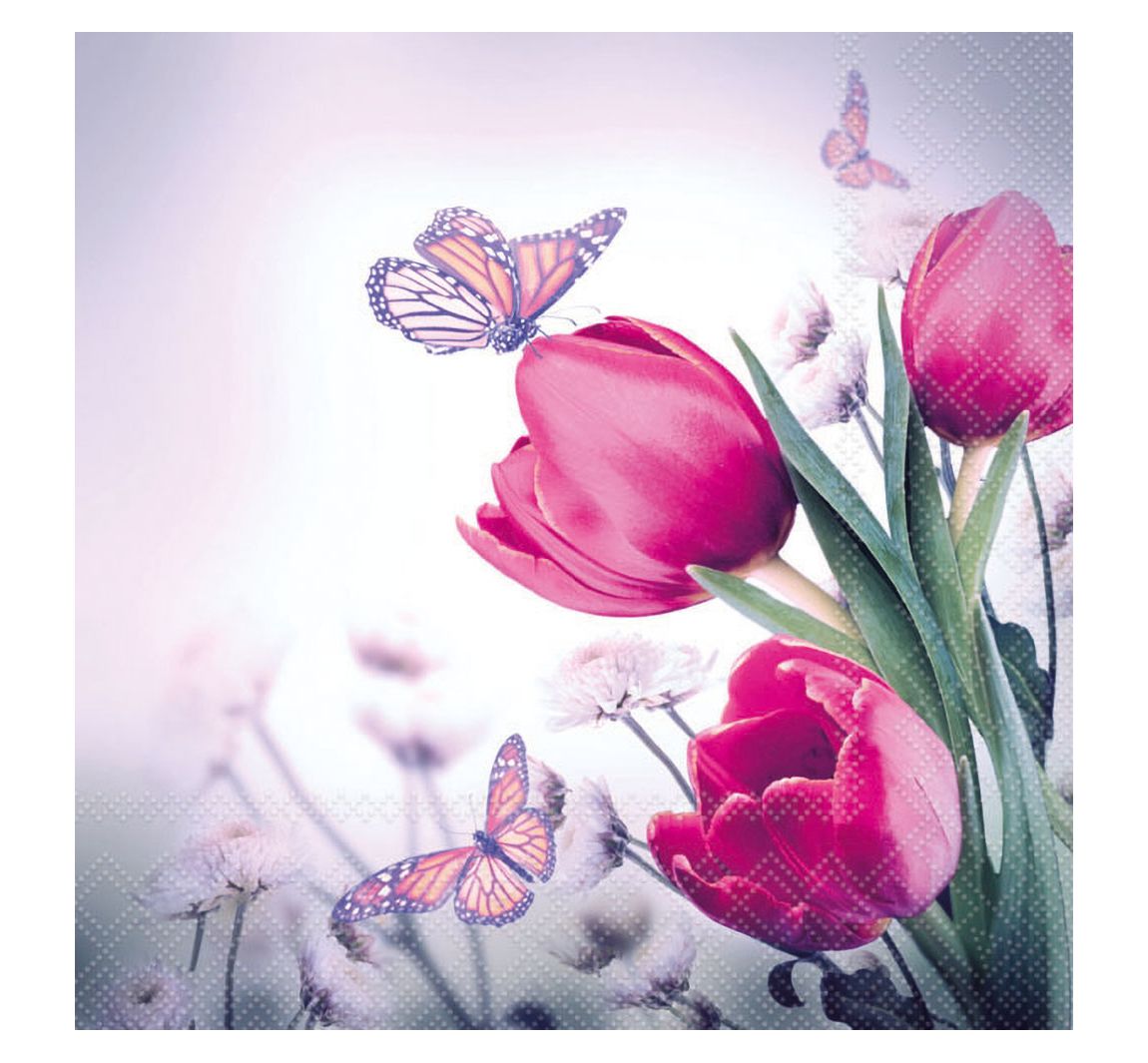 ambiente Serviette "Schmetterlinge & Tulpen"