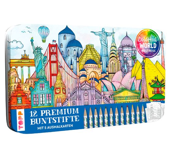 Design box with 12 coloured pencils "Colorful World Weltreise"