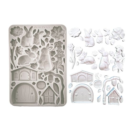 Silicone casting mould "Rabbit & Flowers"