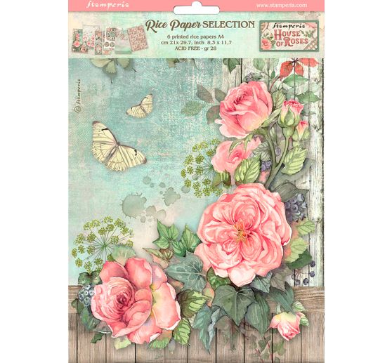 Motif straw silk assortment "House of Roses", set of 6