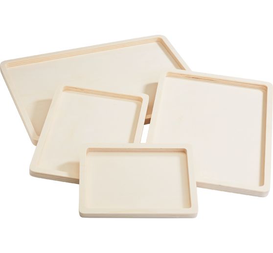 VBS Holz-Tabletts flach, 4er-Set