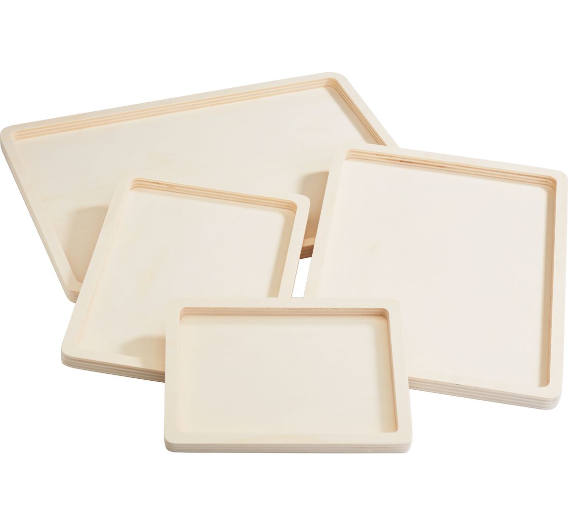 VBS Holz-Tabletts flach, 4er-Set