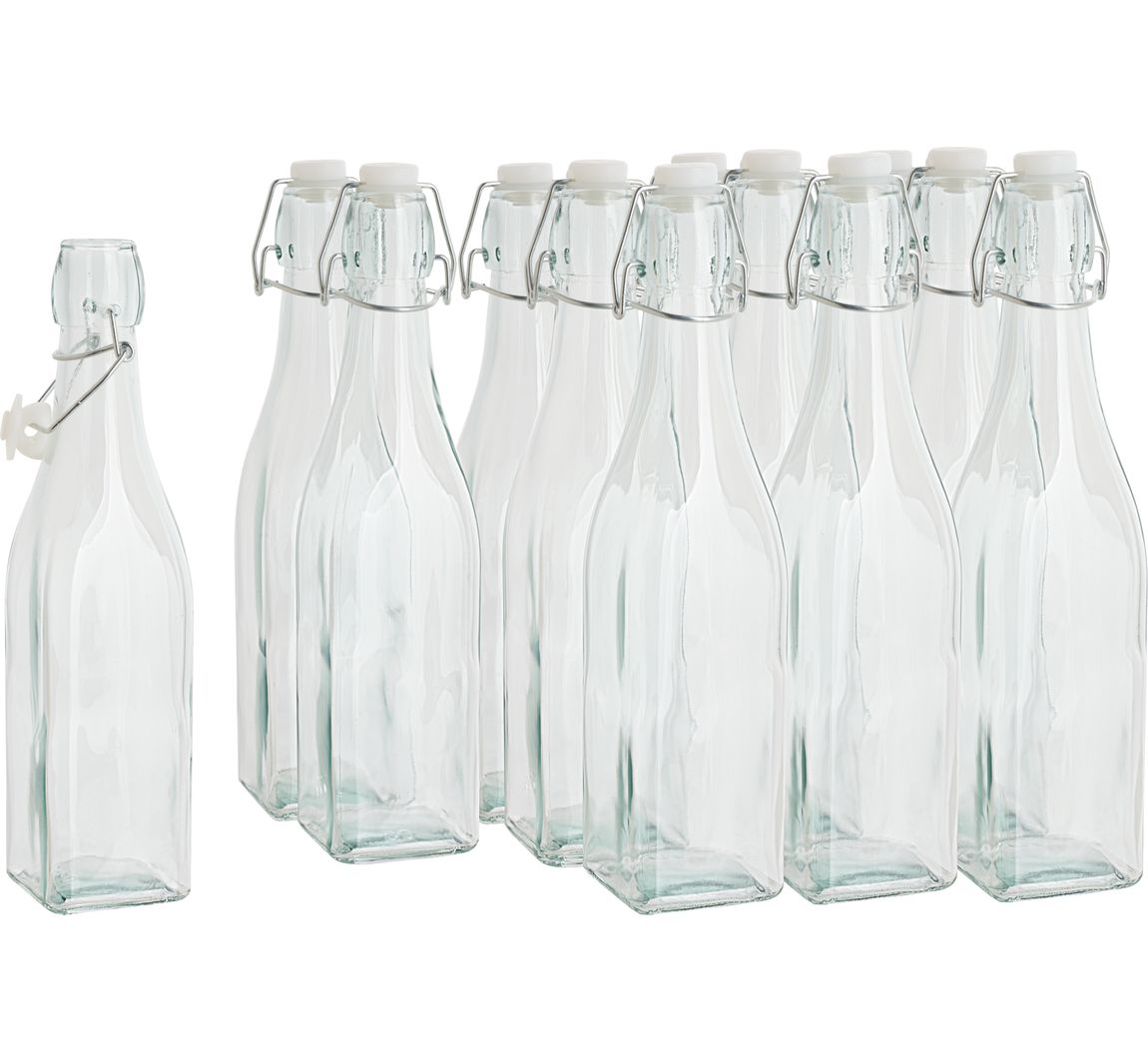 VBS Glasflaschen mit Bügelverschluß "Eckig", 500 ml, 12 Stück