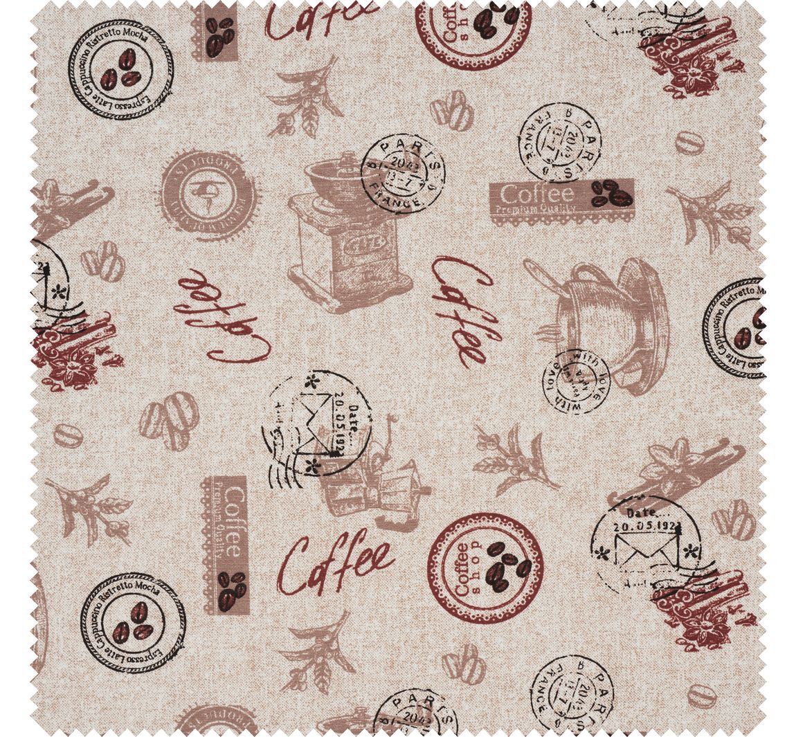 Motiv-Stoff Leinenoptik "Coffee"