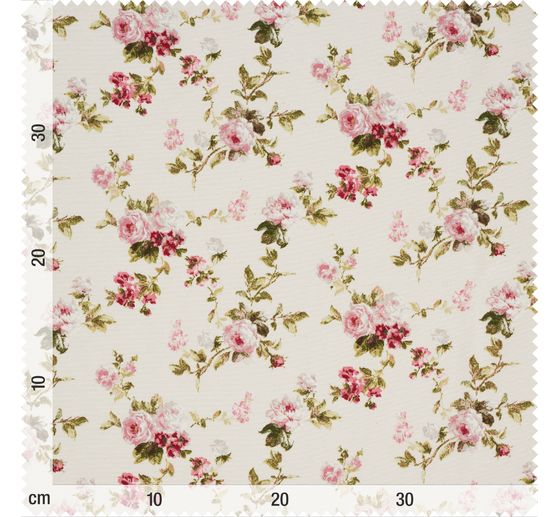 Motiv-Stoff Leinenoptik "Rosen"
