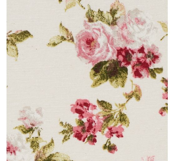 Motiv-Stoff Leinenoptik "Rosen"