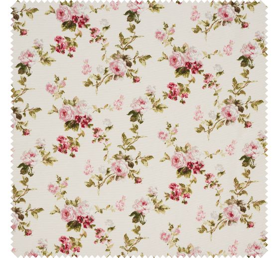 Motiv-Stoff Leinenoptik "Rosen"