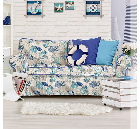 Motiv-Stoff Leinenoptik "Azzurro"