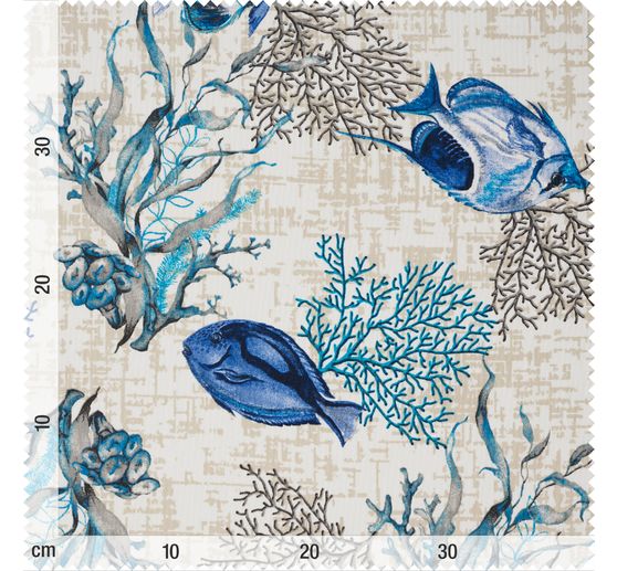 Motiv-Stoff Leinenoptik "Azzurro"