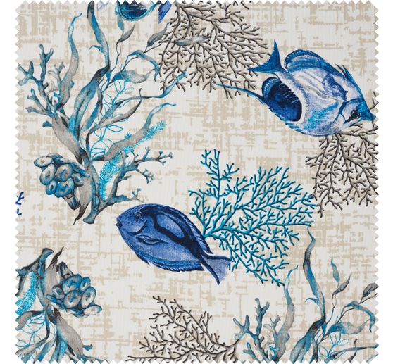 Motiv-Stoff Leinenoptik "Azzurro"