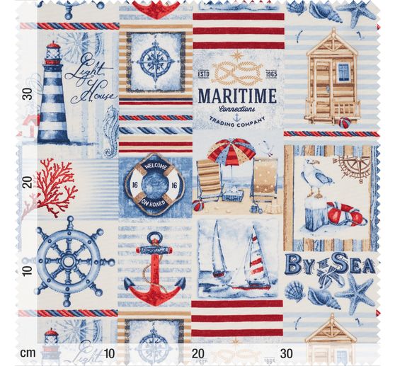Motiv-Stoff Leinenoptik "By the Sea"