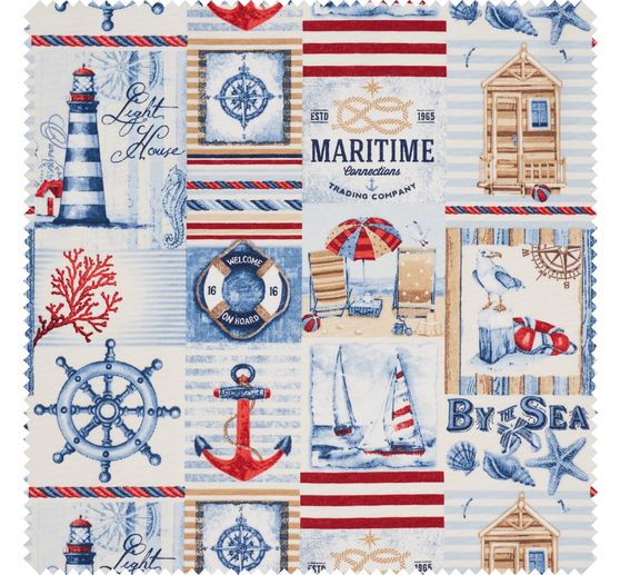 Motiv-Stoff Leinenoptik "By the Sea"