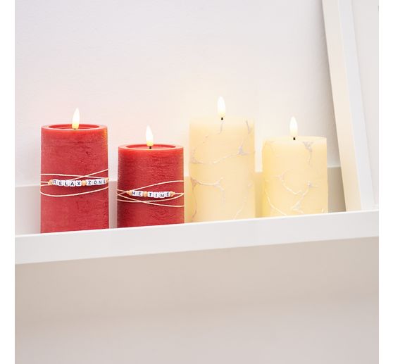 LED-Echtwachs Kerze "12,5 x 7,5 cm", mit Timer