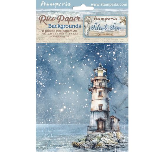 Motiv-Strohseide Backgrounds "Silent Sea", DIN A6, 8er Set