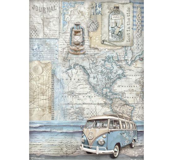 Motif straw silk "Silent Sea - Van"