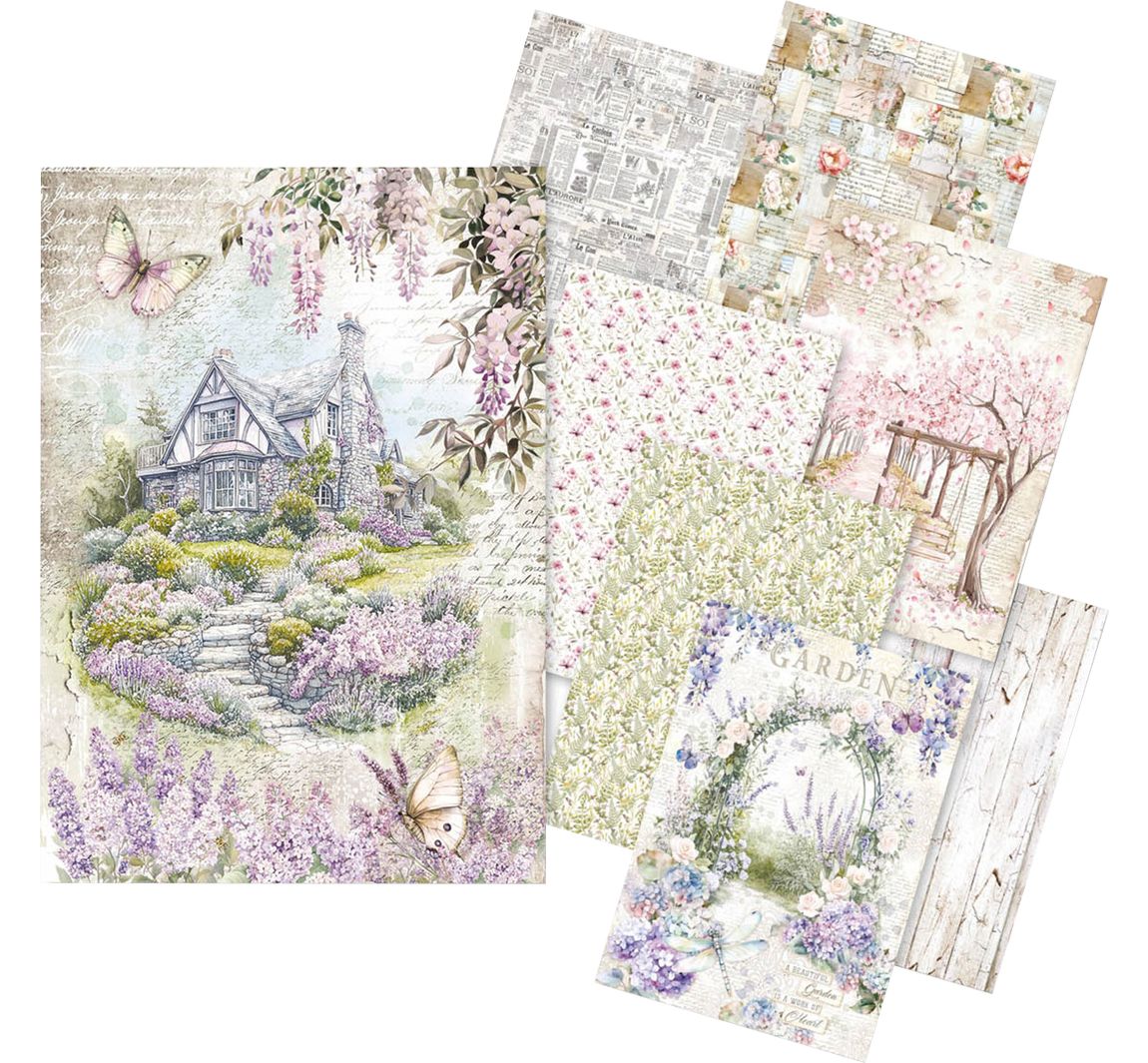 Motiv-Strohseiden Sortiment "Secret Garden", 8er-Set