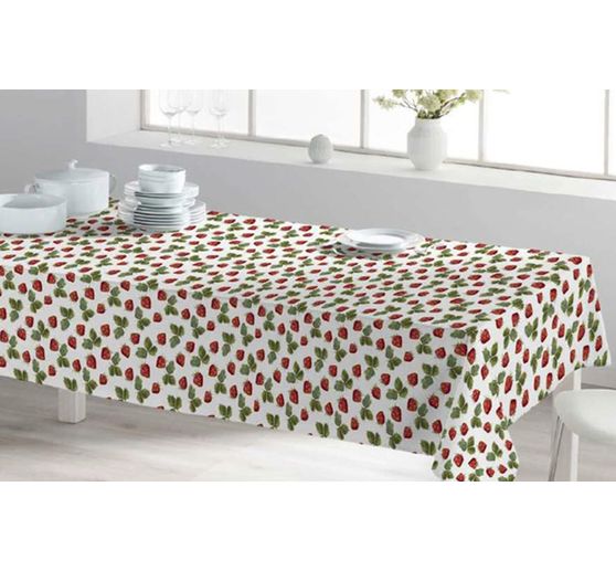 Baumwoll-Stoff "Erdbeeren", Acryl beschichtet