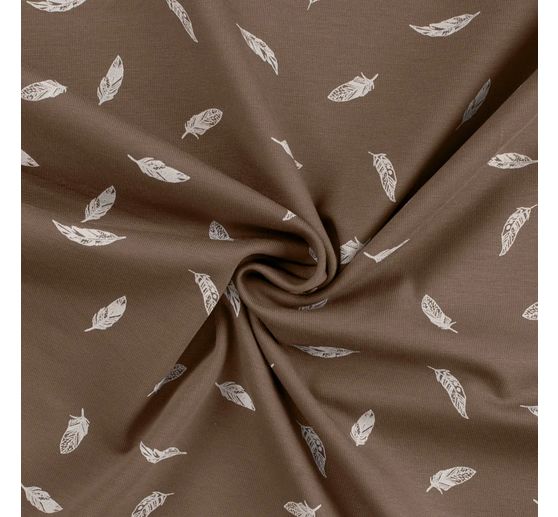 Jersey-Stoff "Federn Taupe"