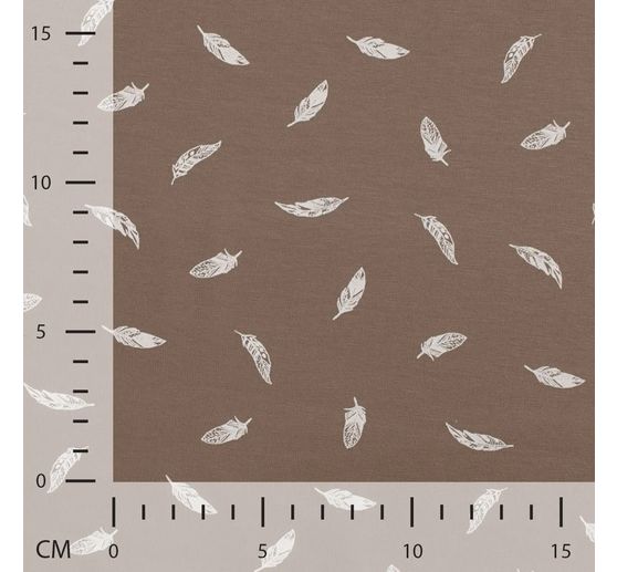 Jersey-Stoff "Federn Taupe"