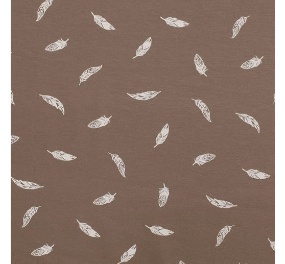 Jersey-Stoff "Federn Taupe"
