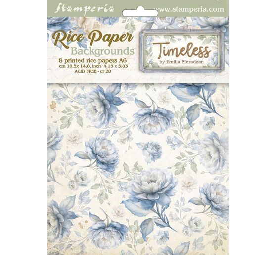 Motiv-Strohseide Backgrounds "Timeless", DIN A6, 8er Set