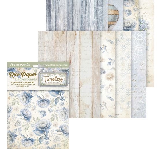 Motiv-Strohseide Backgrounds "Timeless", DIN A6, 8er Set