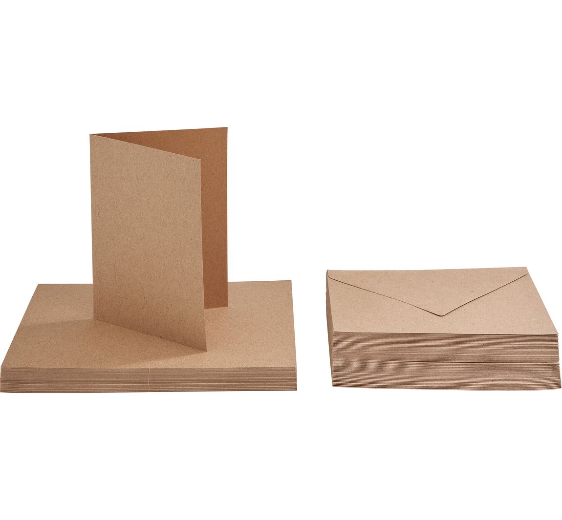VBS Doppelkarten mit Umschlägen "Kraftpapier", 50 Stk.