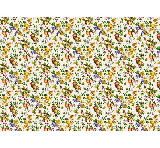 Dekostoff Leinenoptik "Obst und Blätter"