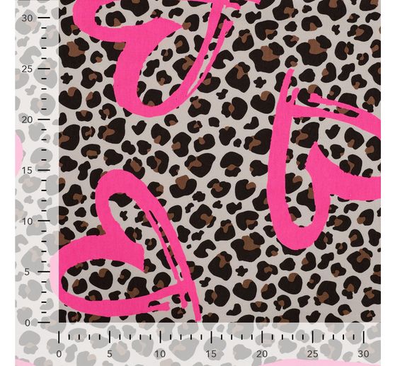 Sweat-Stoff Neon Print "Leopard mit Herz"