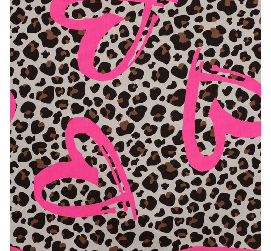 Sweat-Stoff Neon Print "Leopard mit Herz"