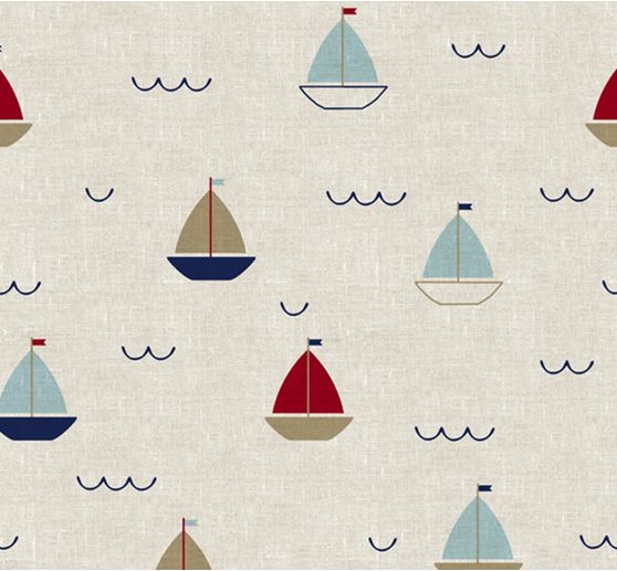 Decoration fabric linen optics "Sailboats"