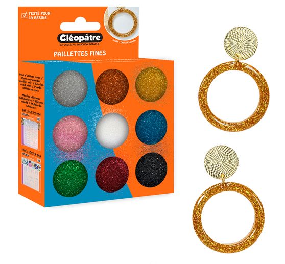 Glitzerpulver Farbset, 9 Tigel