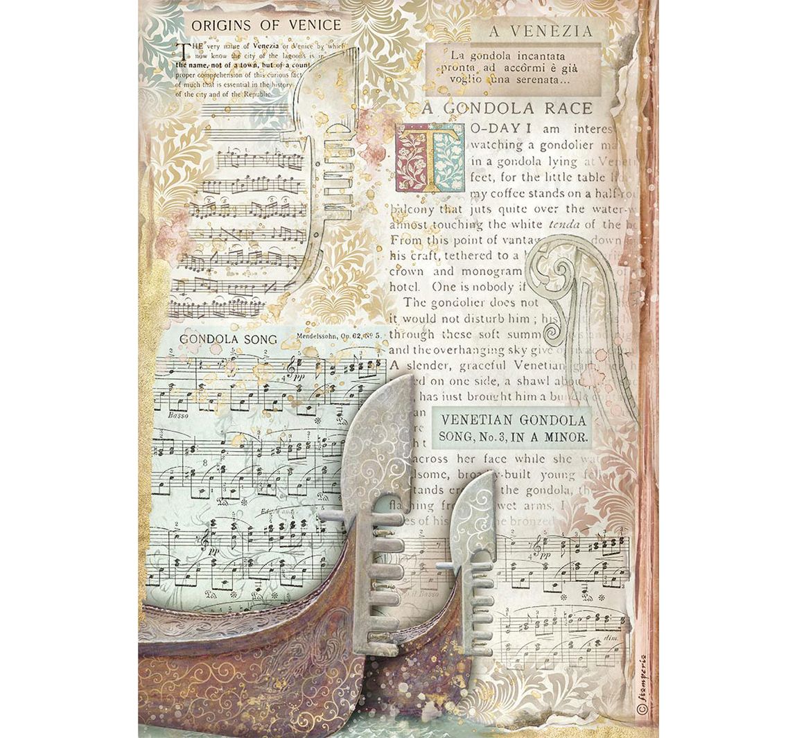 Stamperia Motiv-Strohseide "Venice City of Art - Gondola"