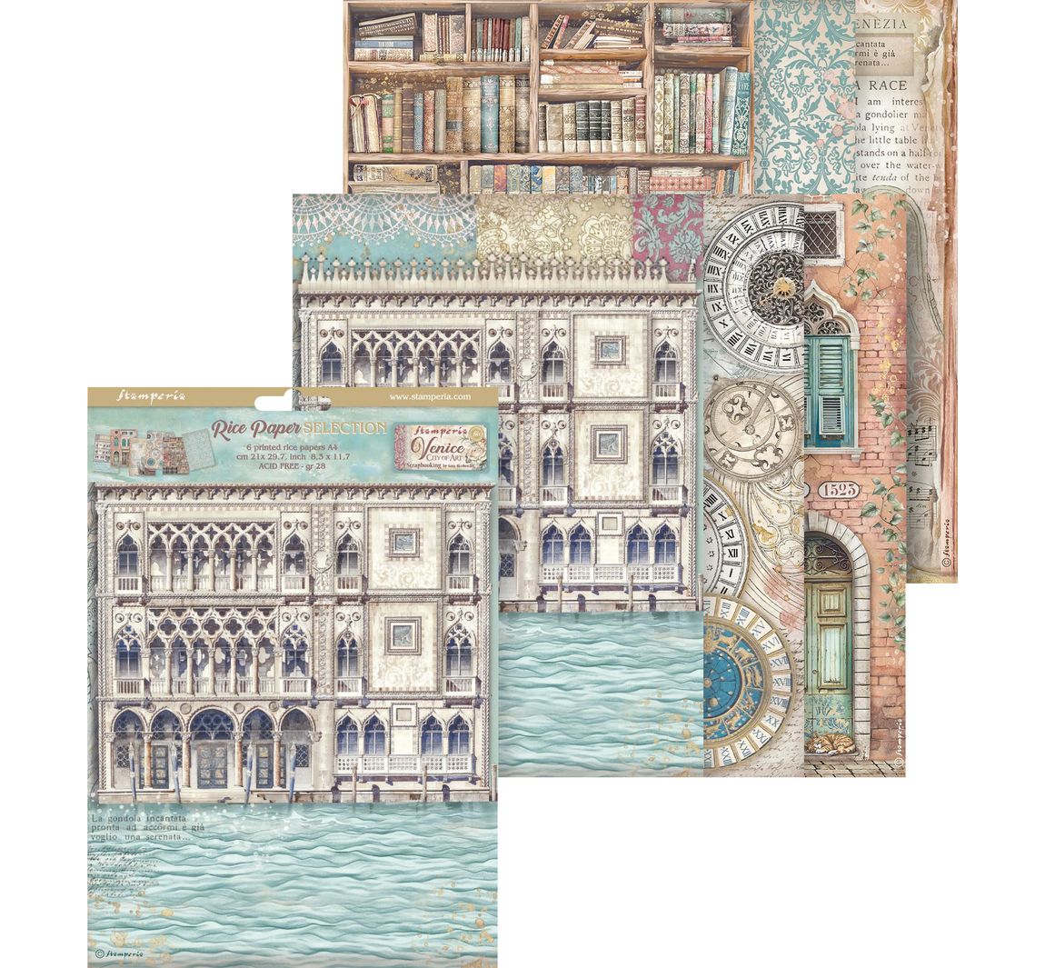 Motiv-Strohseiden Sortiment "Venice City of Art", 6er-Set