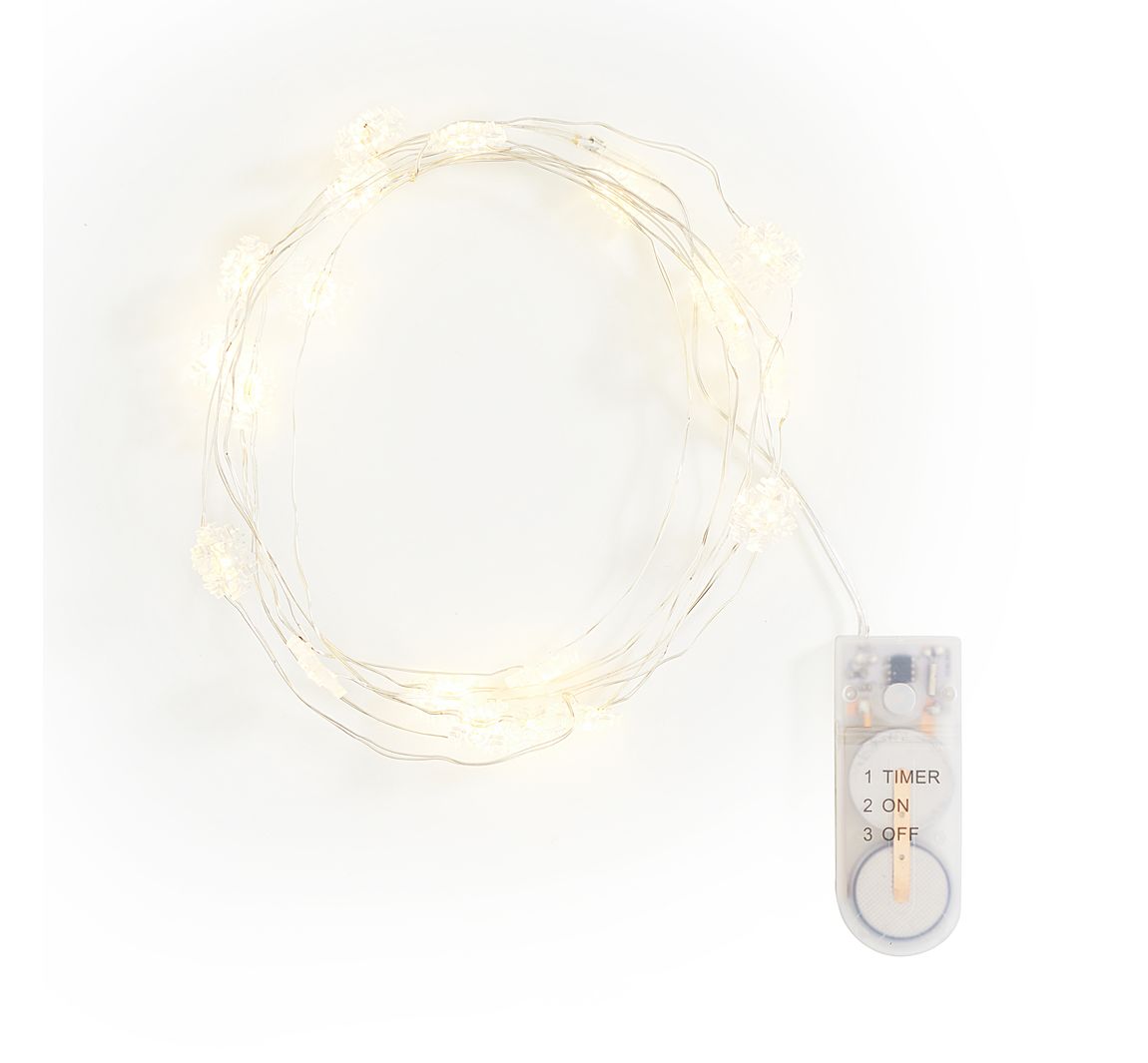 VBS Micro-LED-Lichterkette "Schneeflocke", mit Timer