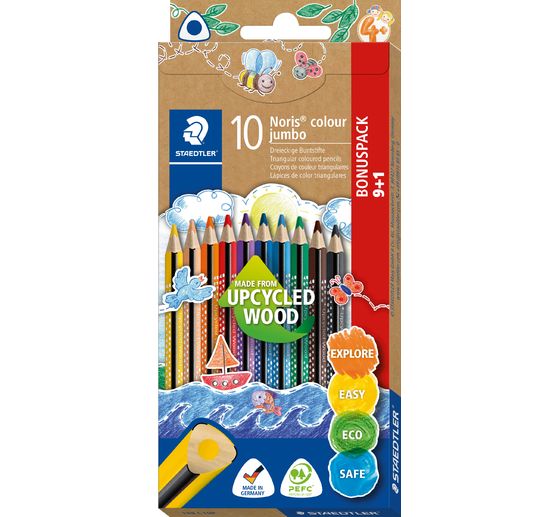 STAEDTLER Noris colour "Jumbo Buntstifte", 9er-Set + 1 Gratis