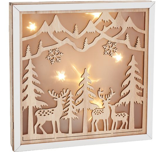 VBS Holzbausatz Motivrahmen "Rehe im Wald", inkl. LED