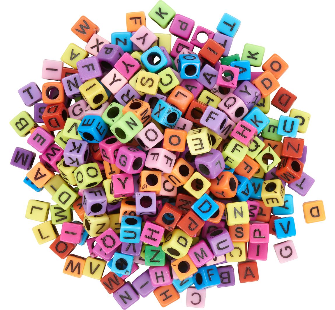 VBS Buchstabenperlen "Bunt", eckig