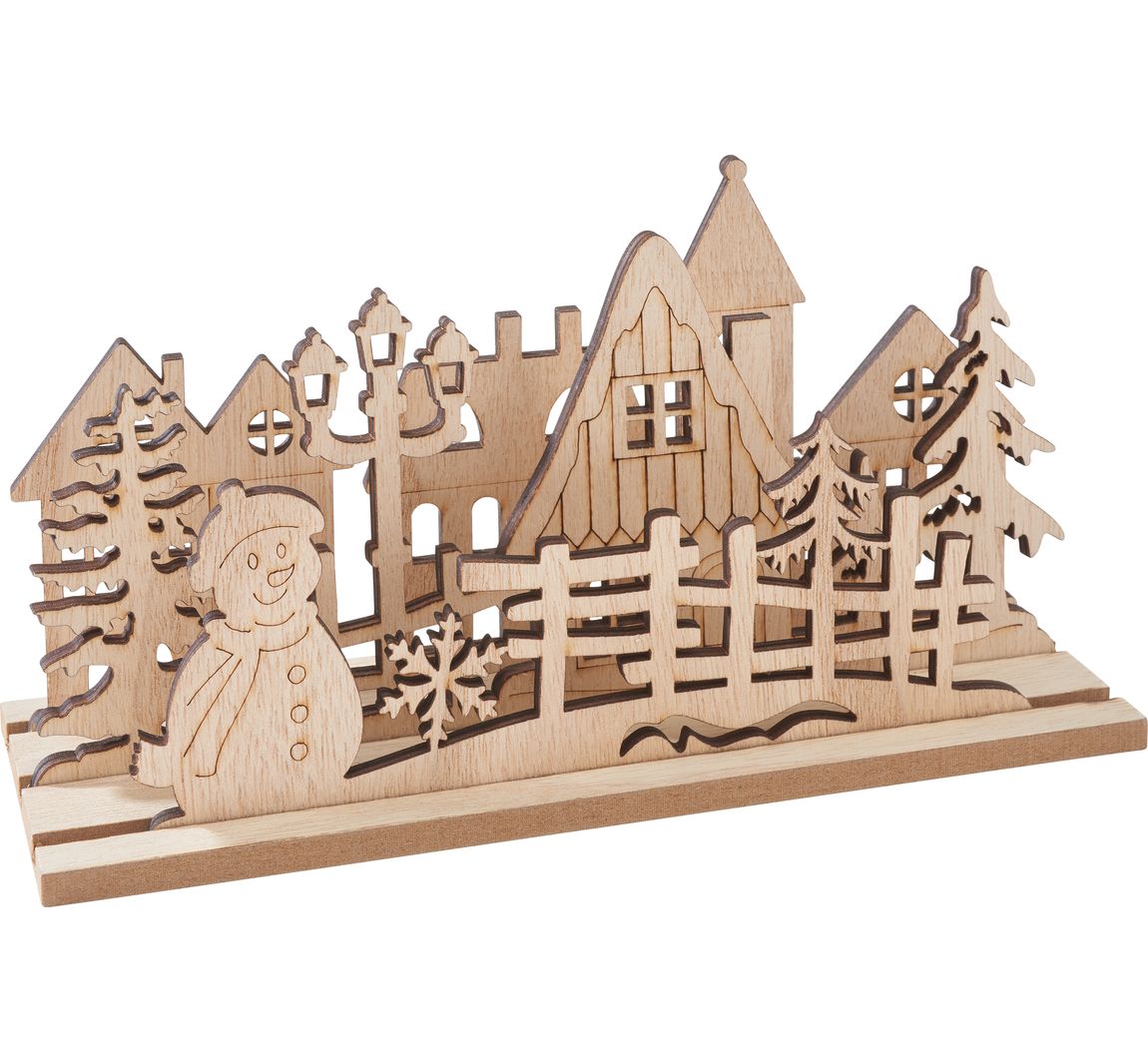 VBS Holz-Steckmotiv "Dorf mit Schneemann"